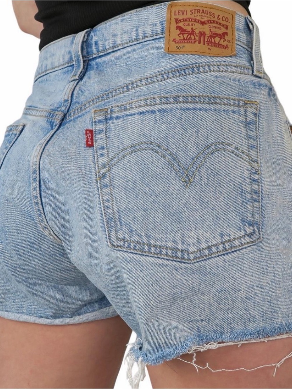 Levi's Faded Light Blue High-Rise Denim Shorts